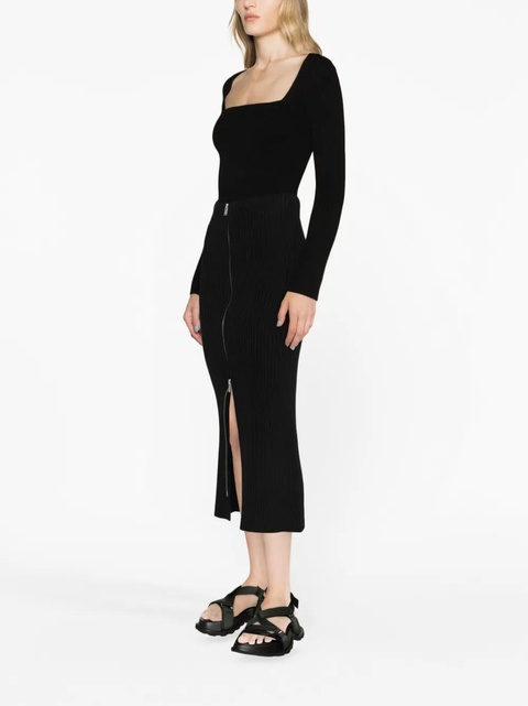 Jil Sander ribbed-knit cotton pencil skirt - Black - zdjęcie produktu nr 1