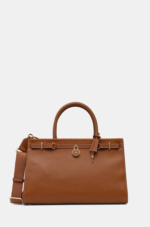 Tommy Hilfiger torebka kolor brązowy AW0AW17185 - zdjęcie produktu nr 1
