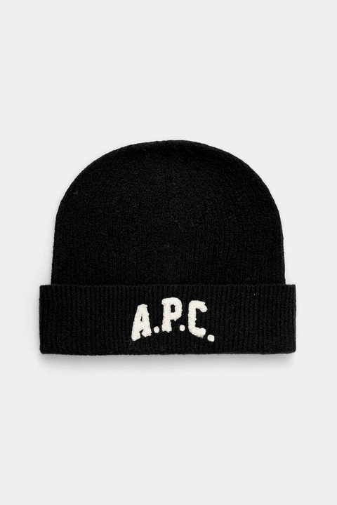 A.P.C. czapka wełniana bonnet axel kolor czarny WVBDK.M25111 - zdjęcie produktu nr 1