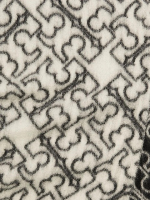 Tory Burch logo-pattern fringed scarf - White - zdjęcie produktu nr 1