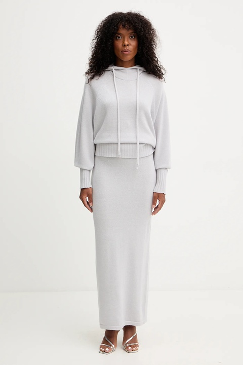 Twinset spódnica wełniana kolor szary maxi prosta 252TF3042 - zdjęcie produktu nr 2