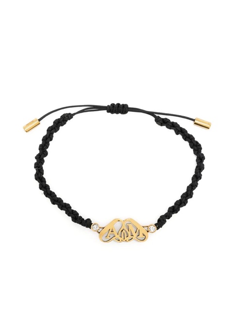 Alexander McQueen Seal-plaque braided-strap bracelet - Black - zdjęcie produktu nr 2