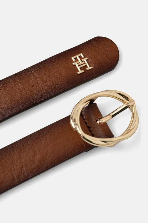 Tommy Hilfiger pasek skórzany damski kolor brązowy AW0AW17252 - zdjęcie produktu nr 2