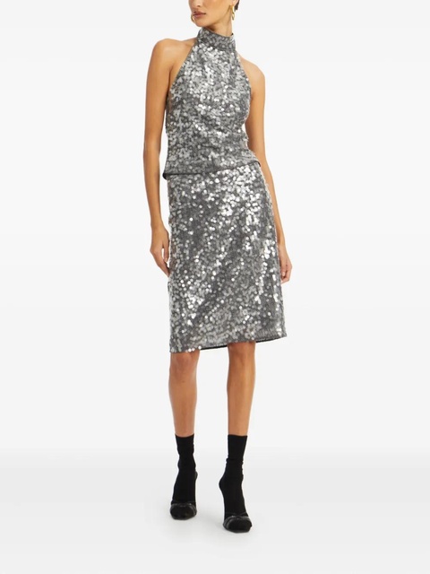 ROTATE BIRGER CHRISTENSEN sequin halter-neck top - Grey - zdjęcie produktu nr 2