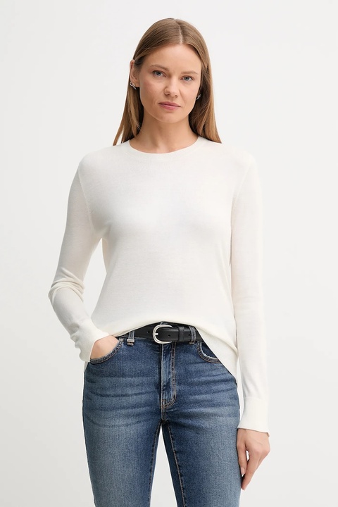 United Colors of Benetton sweter z dodatkiem jedwabiu kolor beżowy lekki 1ZRED10CP - zdjęcie produktu nr 1