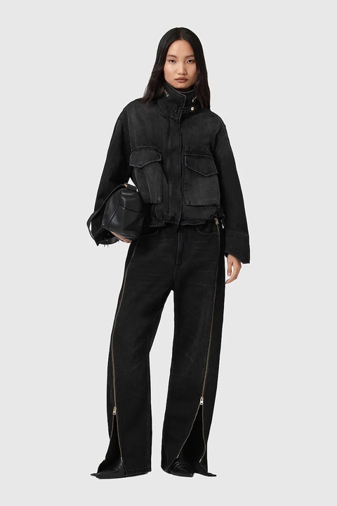 AllSaints kurtka jeansowa CLAY kolor czarny przejściowa W118OD - zdjęcie produktu nr 2
