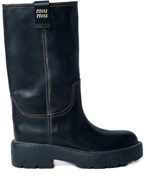 Miu Miu 55mm logo boots - Black - zdjęcie produktu nr 2