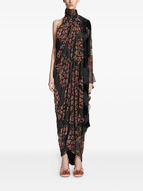 DRIES VAN NOTEN patchwork asymmetric maxi dress - Black - zdjęcie produktu nr 2