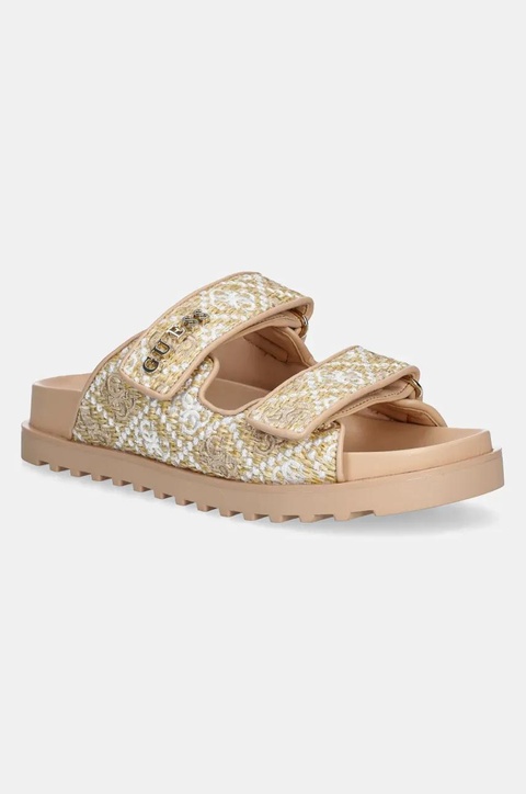 Guess klapki FADELIZZ damskie kolor beżowy FLJFZZ FAB19 - zdjęcie produktu nr 1