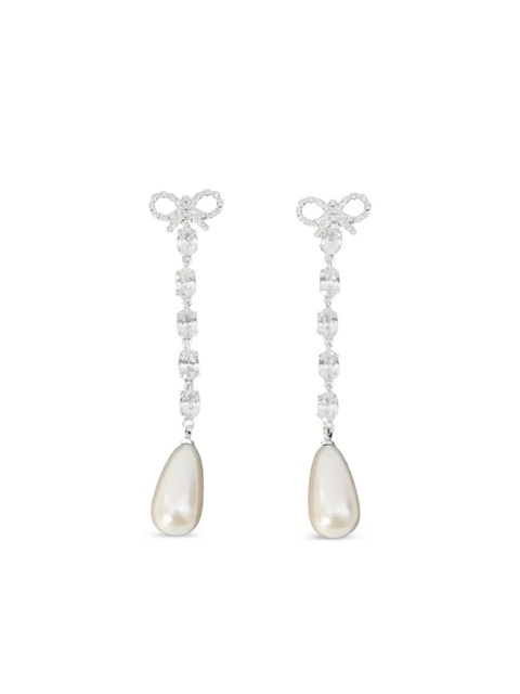 Self-Portrait bow droplet earrings - Silver - zdjęcie produktu nr 1