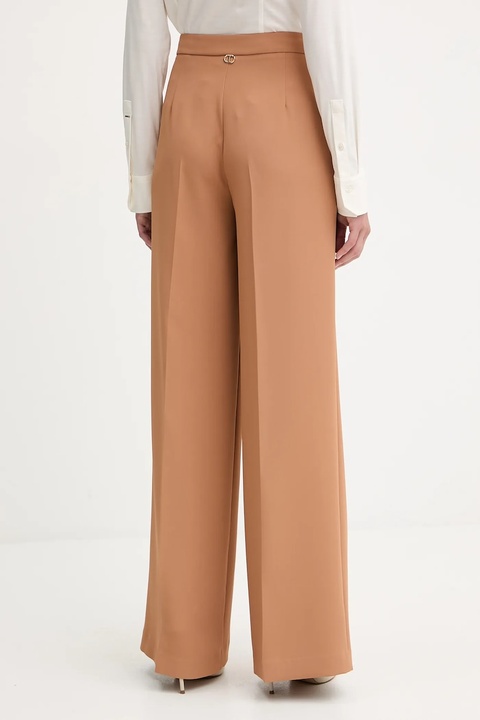 Twinset spodnie damskie kolor brązowy szerokie high waist 252TP2284 - zdjęcie produktu nr 2