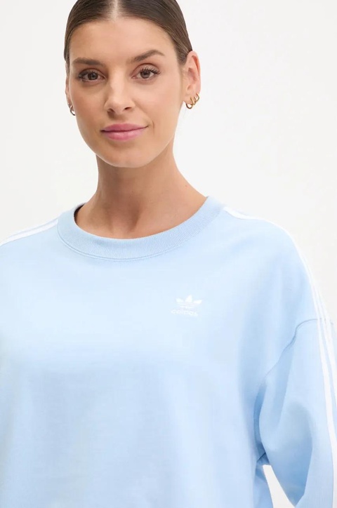 adidas Originals bluza 3S CROP SWEAT damska kolor niebieski z aplikacją JC8141 - zdjęcie produktu nr 2