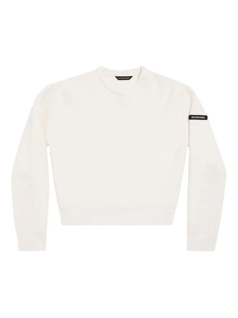 Balenciaga logo-patch stretch-wool jumper - White - zdjęcie produktu nr 1