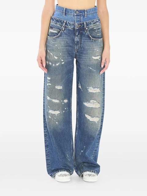 Dolce & Gabbana double-waist distressed jeans - Blue - zdjęcie produktu nr 1