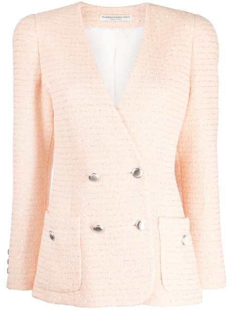 Alessandra Rich sequin-embellished tweed blazer - Pink - zdjęcie produktu nr 1