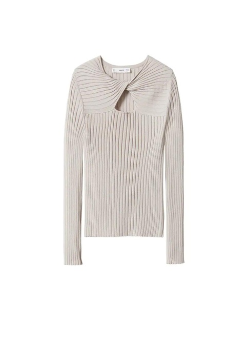 Sweter z prążkowanej dzianiny z węzłem - zdjęcie produktu nr 1