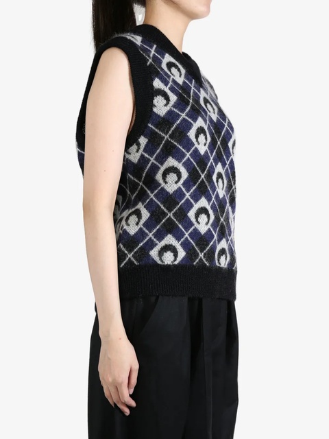 Marine Serre Moon Argyle knitted vest - Blue - zdjęcie produktu nr 2