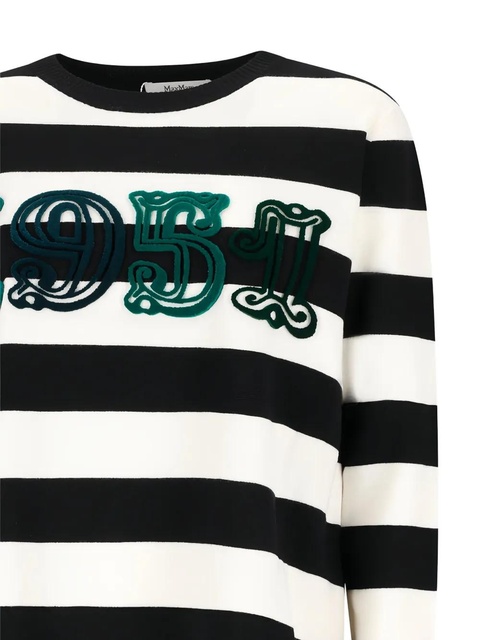 Max Mara Viterbo striped-pattern embroidered T-shirt - Black - zdjęcie produktu nr 2