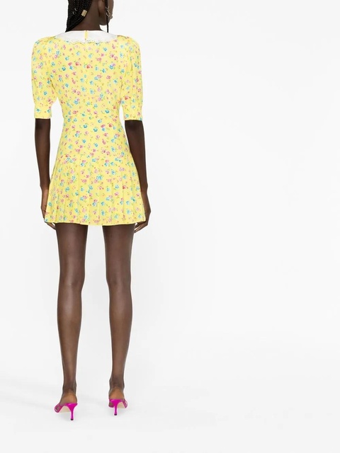 Alessandra Rich floral-print mini dress - Yellow - zdjęcie produktu nr 2