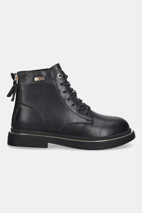 GOE botki skórzane SS2N4101 damskie kolor czarny na płaskim obcasie lekko ocieplone SS2N4101 BLACK GOLD - zdjęcie produktu nr 2