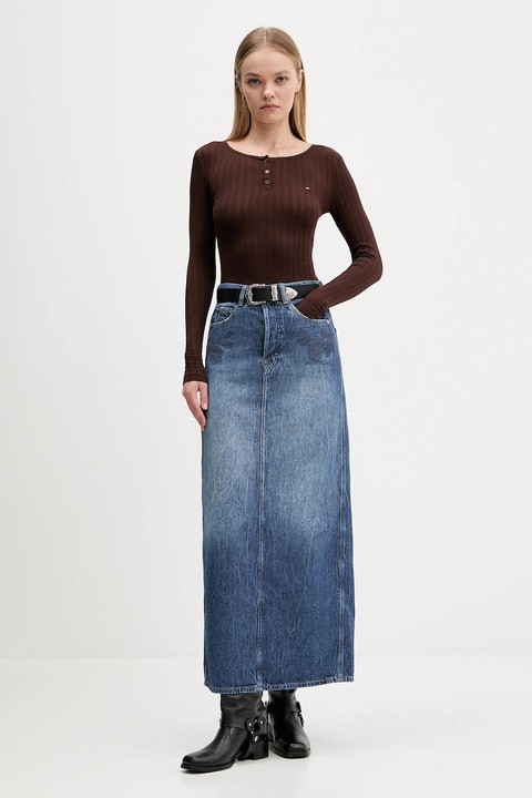 Tommy Jeans longsleeve kolor brązowy DW0DW21575 - zdjęcie produktu nr 2