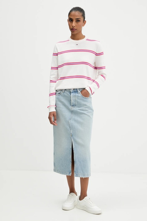 Tommy Jeans sweter bawełniany kolor biały lekki DW0DW20159 - zdjęcie produktu nr 2