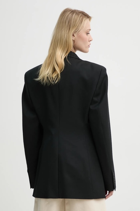 Filippa K marynarka z domieszką wełny kolor czarny jednorzędowa gładka 31533 - zdjęcie produktu nr 2