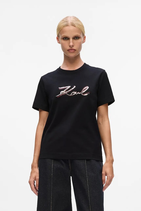 Karl Lagerfeld t-shirt bawełniany damski kolor czarny A4W17052 - zdjęcie produktu nr 1