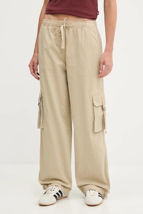 Tommy Jeans spodnie damskie kolor beżowy proste high waist DW0DW20995 - zdjęcie produktu nr 1