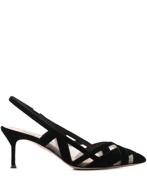 Aquazzura Wrap Me Up woven slingback 65 pumps - Black - zdjęcie produktu nr 1