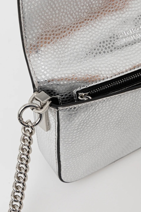 Pinko torebka skórzana kolor srebrny 105353 A2WD - zdjęcie produktu nr 2