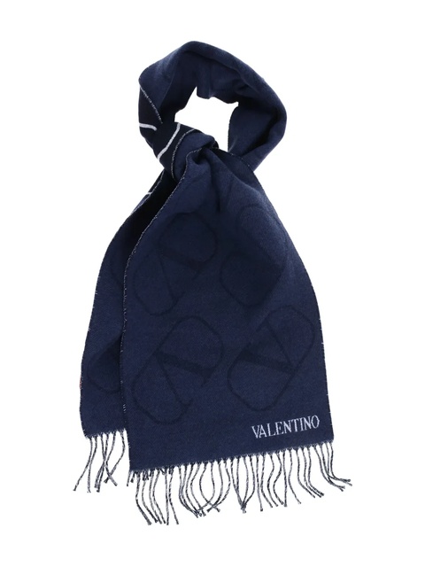 Valentino Garavani monogram fringed scarf - Blue - zdjęcie produktu nr 2