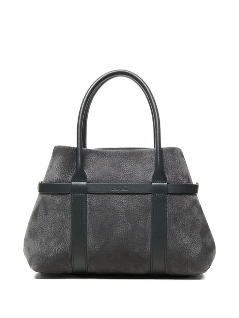 Loro Piana small Ghiera leather-trimmed calfskin shopper bag - Blue - zdjęcie produktu nr 1