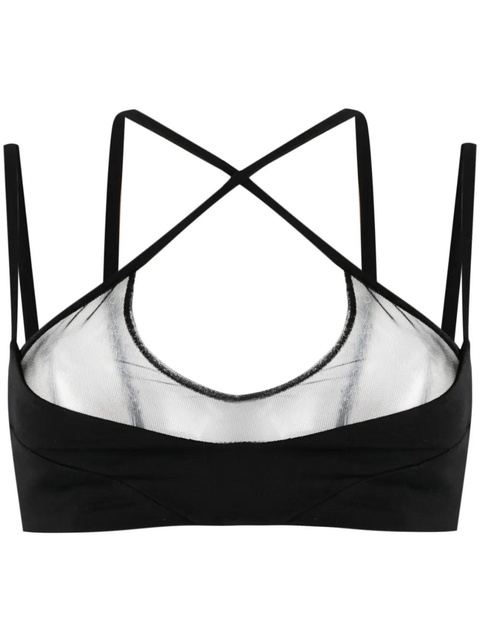 The Attico mesh-panel criss-cross bralette top - Black - zdjęcie produktu nr 1