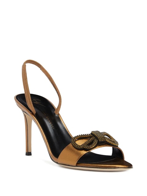 Giuseppe Zanotti Zari bow-embellished slingback sandals - Bronze - zdjęcie produktu nr 2