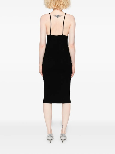 Blumarine lace-trimmed ribbed midi dress - Black - zdjęcie produktu nr 1