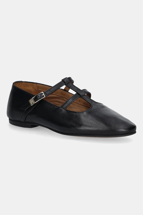 Tommy Hilfiger baleriny skórzane SMOOTH LEATHER T-BAR BALLERINA kolor czarny FW0FW09153 - zdjęcie produktu nr 1