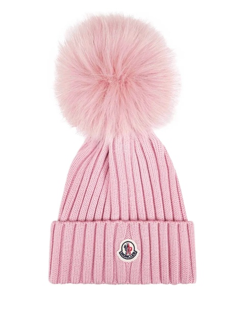 Moncler ribbed pom-pom beanie - Pink - zdjęcie produktu nr 1
