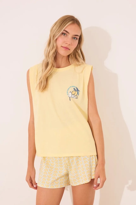 women'secret piżama bawełniana damska kolor żółty bawełniana 3132120 - zdjęcie produktu nr 1