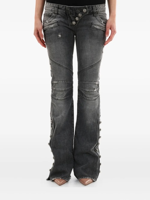 Balmain button-embellished distressed jeans - Black - zdjęcie produktu nr 1