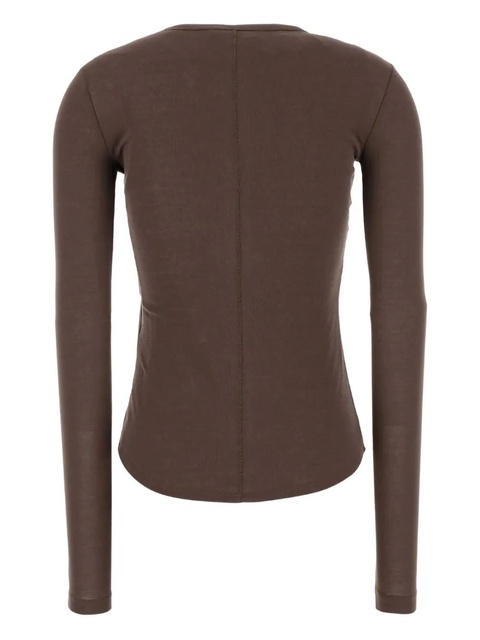 Weekend Max Mara long-sleeved cotton T-shirt - Brown - zdjęcie produktu nr 2