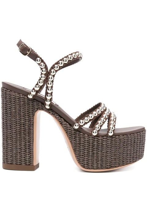 Casadei 120mm Isa Studsway platform sandals - Brown - zdjęcie produktu nr 1