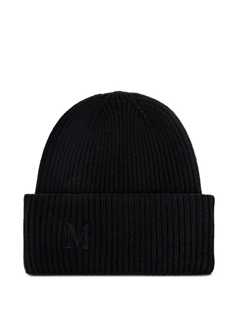 Max Mara Mmretina ribbed-initial beanie hat - Black - zdjęcie produktu nr 2