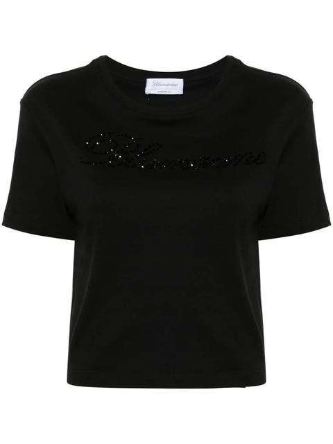 Blumarine rhinestone-embellished cotton T-shirt - Black - zdjęcie produktu nr 1