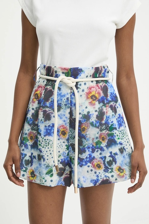 Answear Lab szorty damskie kolor niebieski wzorzyste high waist - zdjęcie produktu nr 1