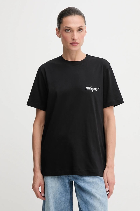 MSGM t-shirt bawełniany damski kolor czarny 2000MDM540.200002 - zdjęcie produktu nr 1