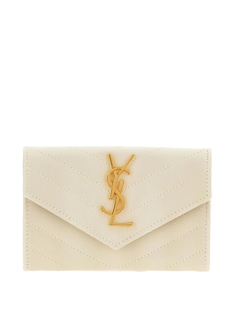 Saint Laurent Cassandre chevron-quilted leather wallet - Neutrals - zdjęcie produktu nr 2
