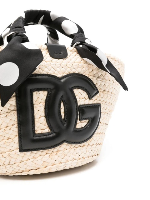 Dolce & Gabbana logo-appliqué straw bucket bag - Neutrals - zdjęcie produktu nr 1