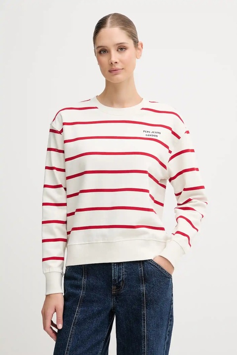 Pepe Jeans bluza bawełniana damska kolor beżowy wzorzysta PL5800020 - zdjęcie produktu nr 1
