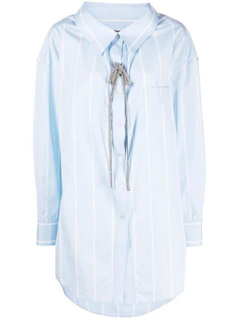 Alexander Wang crystal-embellished striped cotton shirt - Blue - zdjęcie produktu nr 1